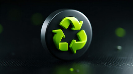 Recycling icon symbolizing sustainable industry and waste data management, with natural shadow and cyber technology aesthetic, seamless loopable abstract design for digital use.
