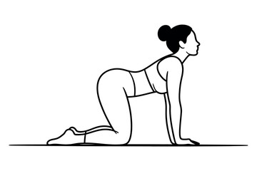 A woman performs the cat pose in yoga on a yoga mat, illustrating spinal flexibility and mindfulness.