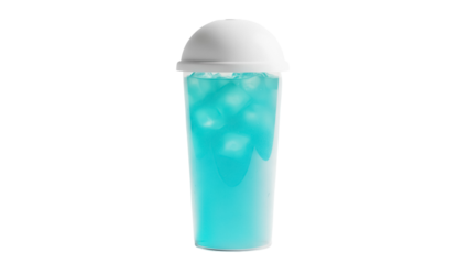 Refreshing blue raspberry slush drink with ice isolated PNG, summer beverage for party and refreshment on transparent background