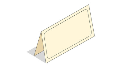 Blank RSVP card isolated on a white background with a shadow, featuring a minimalist design and folded tent shape, perfect for elegant event invitations