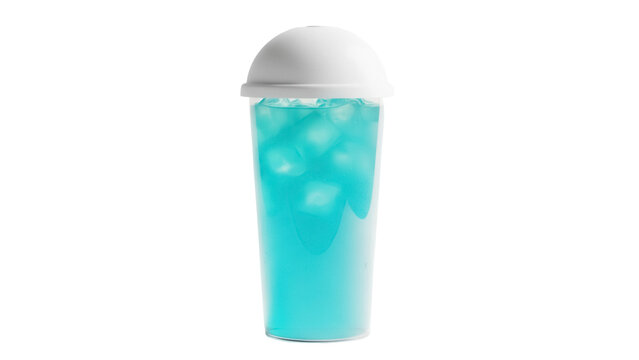 Refreshing blue raspberry slush drink with ice isolated PNG, summer beverage for party and refreshment on transparent background