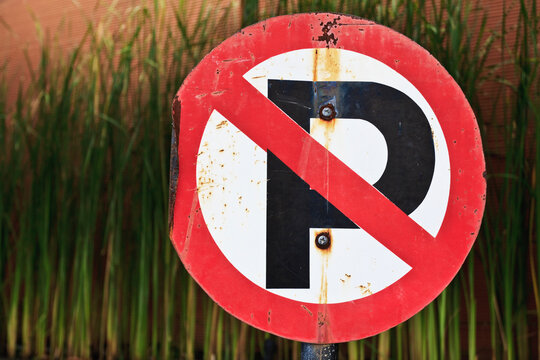No parking sign with red circle and slash in Bali Kuta outdoors