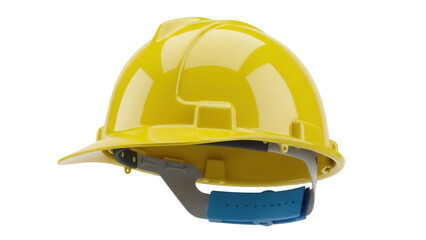 Yellow hard hat PNG isolated on transparent background, construction worker safety helmet for building site and industrial protection