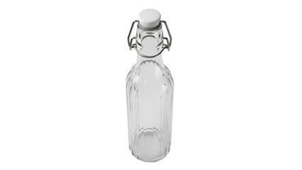 Empty clear glass bottle with swing top isolated PNG, reusable container for beverages and homemade drinks on transparent background