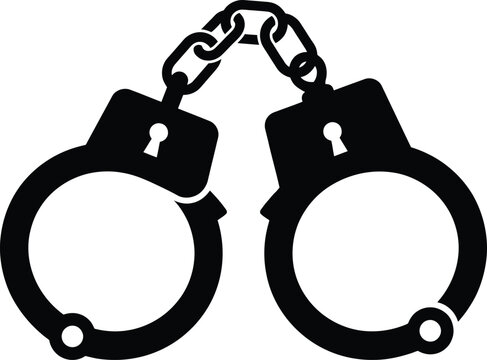 Black silhouette of handcuffs connected by a chain