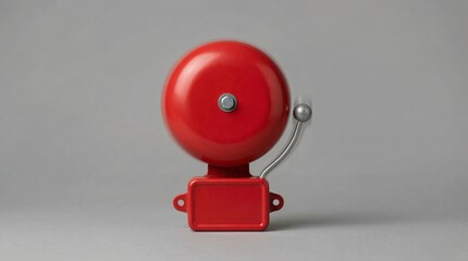 Red alarm bell symbolizing alert, notification and urgent announcement on neutral background
