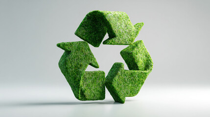 Recycling icon symbolizing sustainable industry and waste data management, with natural shadow and cyber technology aesthetic, seamless loopable abstract design for digital use.
