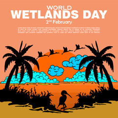 World Wetlands Day, poster and banner vector
