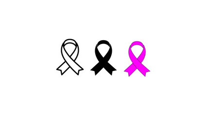 Breast Cancer Awareness Ribbon Icon Vector, Pink Ribbon Symbol for Health, Medical, Charity, and Support Concepts, Isolated on Transparent Background for App,