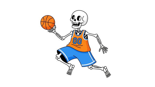 Skeleton Playing Basketball illustration