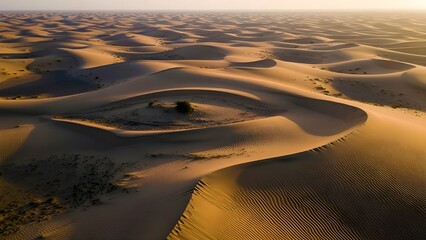 Drone View of Desert Dunes Forming Eye-Like Spiral &ndash; Ultra-Realistic Aerial