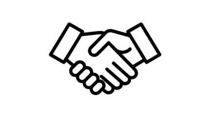 Two hands shaking, forming a business handshake symbol, representing partnership, agreement, trust, cooperation, and successful deal making, with a transparent background, png