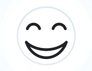Smiling face emoji, simple line art, with closed eyes