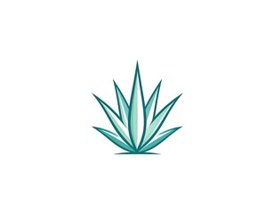 Stylized light teal aloe vera plant icon on a stark white background