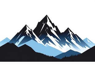 Stylized graphic of a mountain range with graduated shades