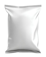 Blank White Stand-Up Pouch Mockup for Snacks or Food Packaging, Isolated on a Pure White Background, Ideal for Branding and Product Design Presentation.