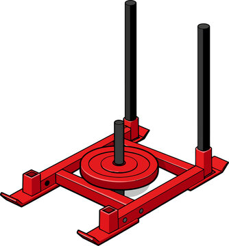 Red weight sled for gym workout vector illustration