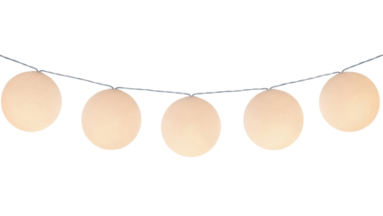 Isolated string lights illuminate a modern design element with cozy brightness around the house