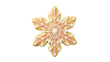 Isolated snowflake Christmas cookie, handmade, frosted. Festive holiday decoration concept