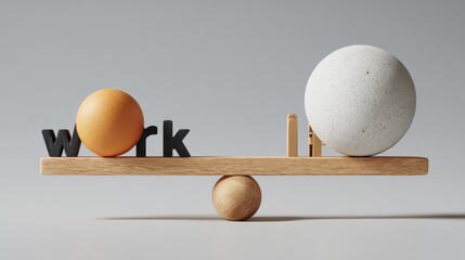 worklife harmony a visual representation of worklife balance featuring the words work and life in perfect equilibrium on a miniature seesaw it embodies the concept of harmony