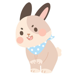 Cartoon Rabbit Bowing to Say Thank You