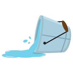 Cartoon Bucket with Water Spilling