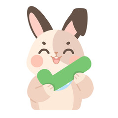 Cute Rabbit Holding a Check Mark Illustration