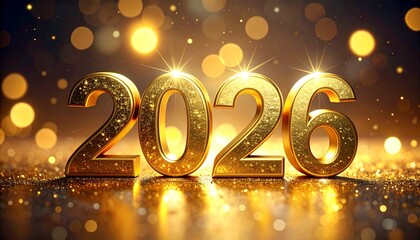 New Year 2026 holiday greeting illustration with stars and decorations