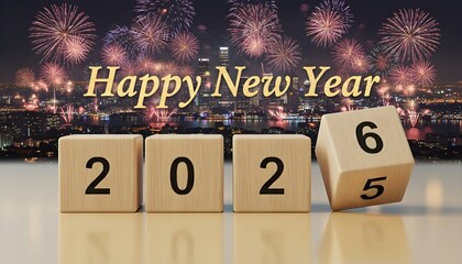 Celebrating new year 2026 with fireworks Happy New Year 