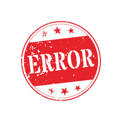 Distressed modern round red error stamp with stars texture