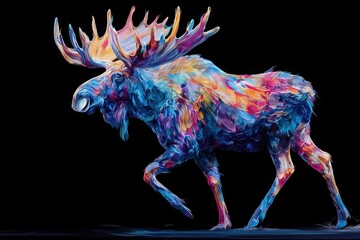 Moose Cute Yet Unique Animal Posing on a Deep Black Background Highlighting Its Distinctive Features and Charming Appearance