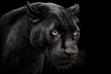 Panther Cute Yet Unique Animal Posing on a Deep Black Background Highlighting Its Distinctive Features and Charming Appearance