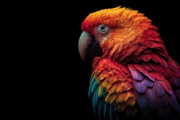 Parrot Cute Yet Unique Animal Posing on a Deep Black Background Highlighting Its Distinctive Features and Charming Appearance