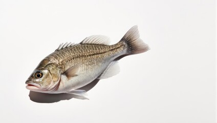 Freshly Caught Silver Perch Fish on White Background.