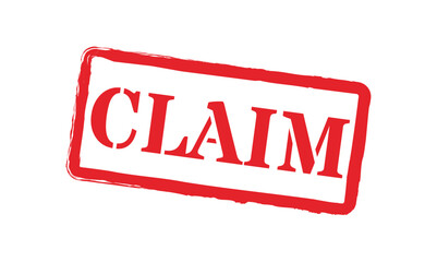 Red banner claim stamp icon with white lines vector