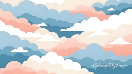 Calming Rhythms of a Sky Painted with Gentle Clouds, Sky abstract