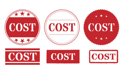 Red cost stamp icon vector collection for business use