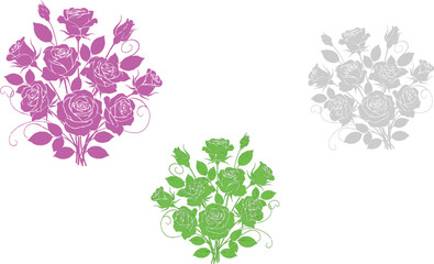 Vintage rose flower vector design featuring a set of grape vine branches with bunches and green leaves in a nature frame illustration