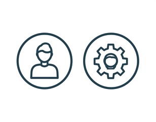 Obraz premium Two circle icons a person's outline, and a cogwheel with a person