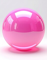 Glossy pink sphere on a white surface