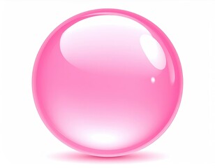 Shiny, pink, glossy orb on white back