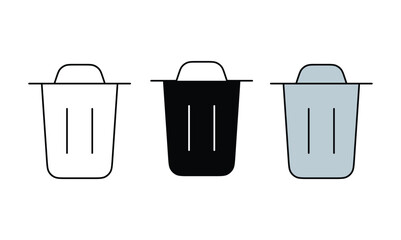 Set of trash icons for interface and design use