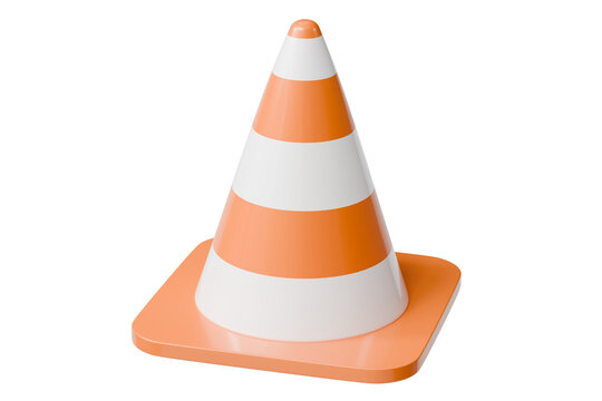 3d traffic cone icon. traffic control concept. minimal cartoon road safety work zone caution for navigation app ui. isolated on white transparent background. 3d render.