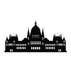 Naklejka premium Black and white silhouette of a historic building