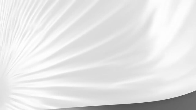 Abstract white rippled material with light play, contrasted against a gray curved plane