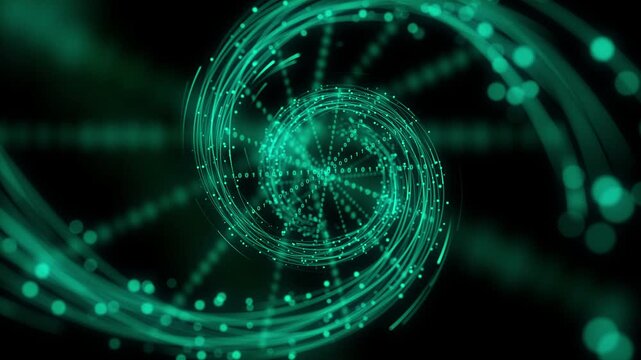 Spiral DNA encoding abstract video background, 4K.