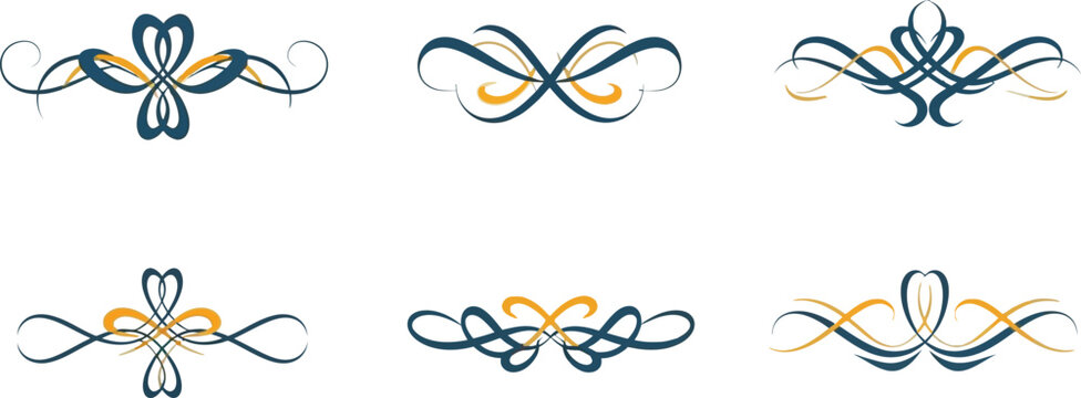 Elegant decorative swirl floral divider borders