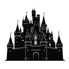 Obraz premium Black and white castle illustration