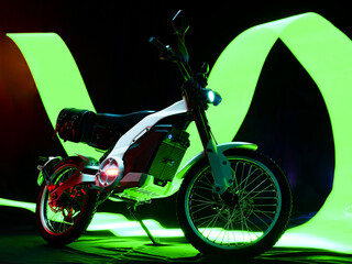 Electric sled motorcycles in the dark street corner