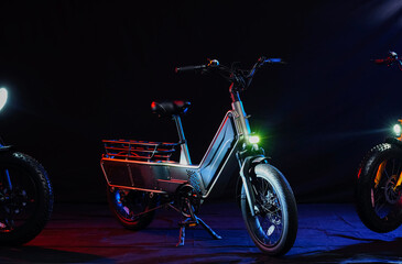 Electric sled motorcycles in the dark street corner